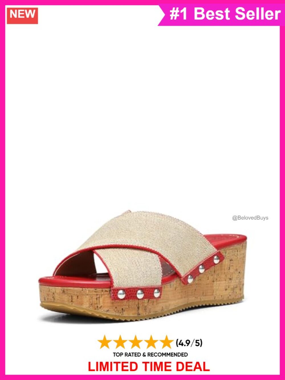 Wedge Sandals Crisscross Memory Foam Slip On Cork Platform